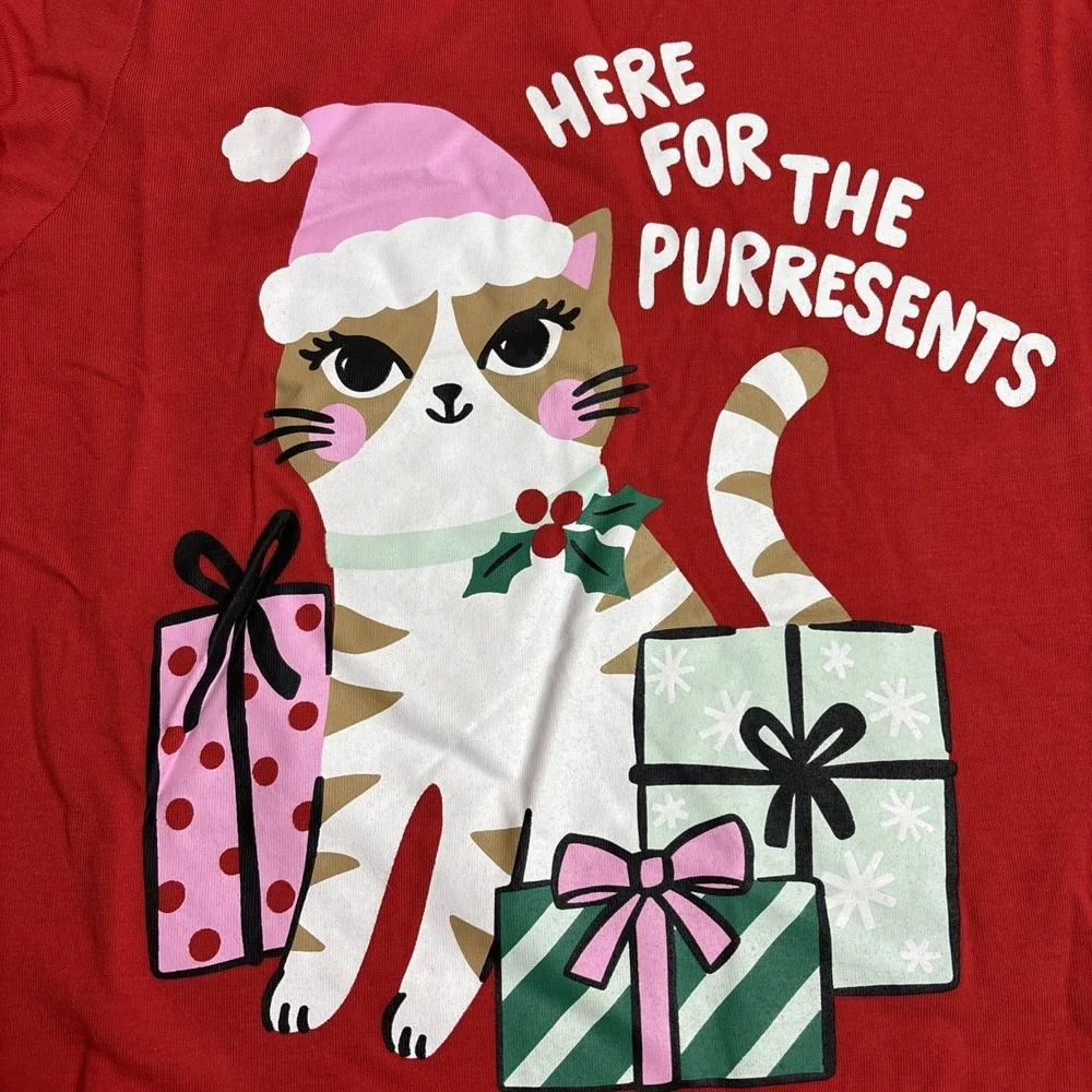 5/$20! Fab kids XL (14/16) Kitty‎ Presents Christmas L/S Tee - Picture 2 of 7